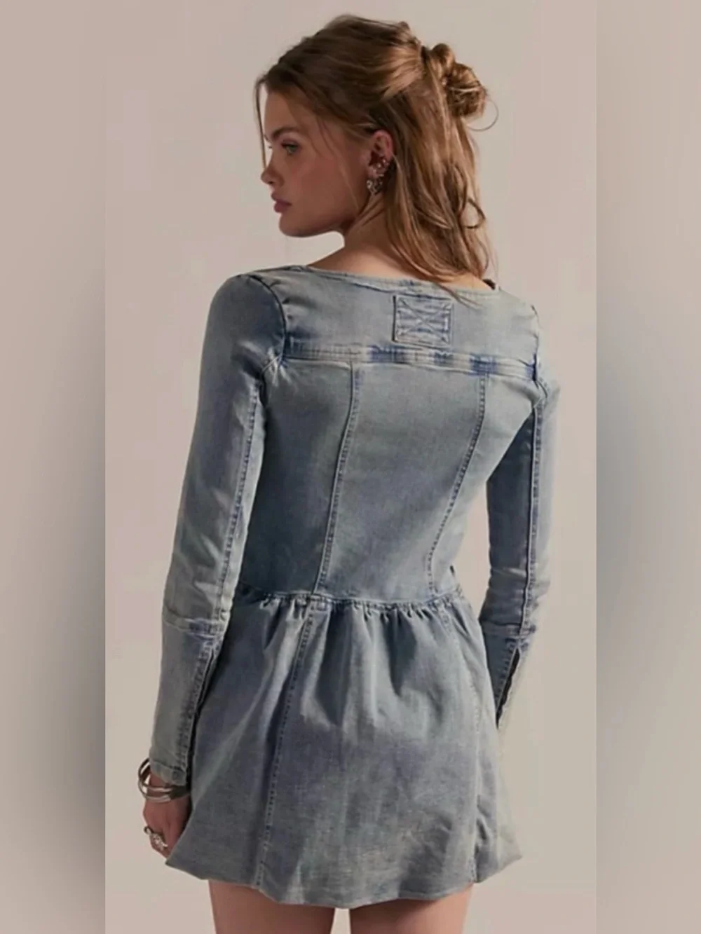 Free People We The Free Kent Denim Mini Dress. NWT. Ice crush